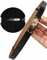 Pasek Damski Wąski Regulowany Złota Klamra Skóra