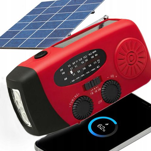 Radio Awaryjne Radio Solarne z korbę Solarne Powerbank Latarka 2000mAh na Arena.pl