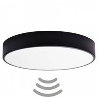 Przysufitowa lampa biurowa 137623620958 okrągła z czujnikiem ruchu czarna