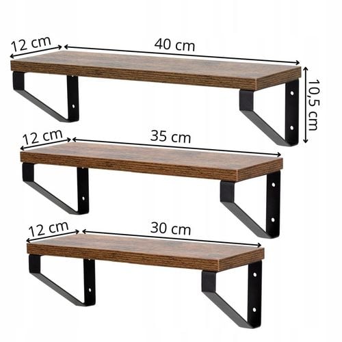 ZESTAW PÓŁEK 3 SZT PÓŁKA ŚCIENNA WISZĄCA DO SALONU KUCHNI NA KSIĄŻKI na Arena.pl