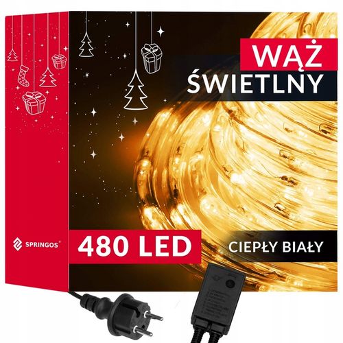 WĄŻ ŚWIETLNY ZEWNĘTRZNY 480 LED LAMPKI CHOINKOWE IP44 20m PROGRAMATOR BIAŁE na Arena.pl