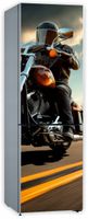 Naklejka samoprzylepna okleina fototapeta na lodówkę motocyklista 131x70 cm