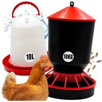 KARMNIK + POIDŁO NA PASZA KARMA DLA KUR KACZEK GĘSI DROBIU 10KG + 10L