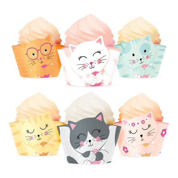 Papilotki do babeczek Kotki 6szt. zdjęcie 1