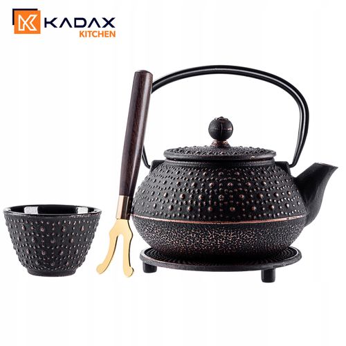 KADAX Czajnik Czarny 800ml Imbryk Żeliwny Do Herbaty Dzbanek + 4 Czarki na Arena.pl