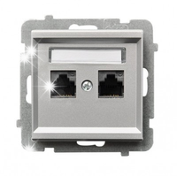 GNIAZDO KOMPUTEROWE RJ45 5e PODWÓJNE OSPEL SONATA GPK-2R/K/m/38 SREBRO MAT