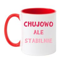 KUBEK "CHUJOWO ALE STABILNIE" Wzór - Klasyczny Biało-Czerwony 330 ml