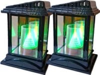 ZESTAW 2 SZTUKI ZNICZY LAMPIONÓW NA GRÓB+STOŻEK WULKAN ZIELONY+BATERIE