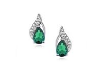 RODOWANE SREBRNE KOLCZYKI ŁEZKI SZMARAGD CYRKONIE