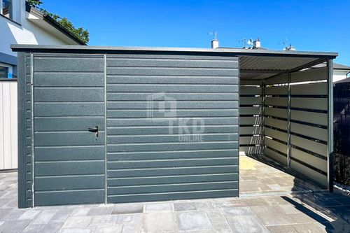 Schowek domek ogrodowy 2,5x2m + wiata 1,5m Drzwi Antracyt Dach spad  TKD265 na Arena.pl