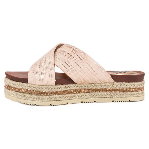 Pudrowe klapki espadryle r.38 na Arena.pl