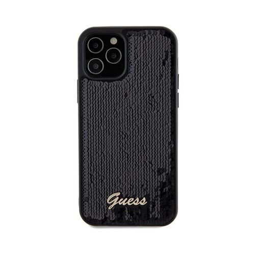 Guess Sequin Script Metal - Etui iPhone 12 / iPhone 12 Pro (czarny) na Arena.pl