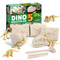ZESTAW Wykopaliska DINOZAURÓW ARCHEOLOG 5w1 Skamieniałości Szkielet Dino