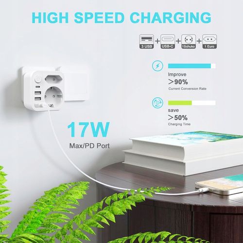 ŁADOWARKA TYP G Adapter podróżny 3USB+1USB-C, UK WTYCZKA na Arena.pl