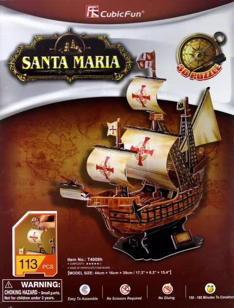Puzzle 3D 113 elementów. Żaglowiec Santa Maria zdjęcie 1