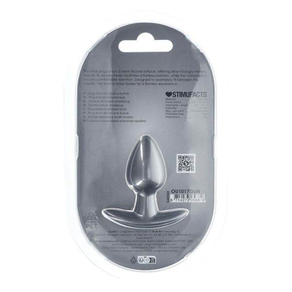 Smooth Silicone Anal Plug - Small - 2.6 / 6,5 cm - Gunmetal zdjęcie 3