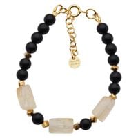 Bransoletka z Cytrynem, Onykiem i złotym Hematytem – srebro pozłacane