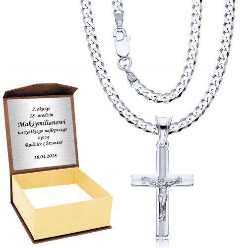 Srebrny Łańcuszek 925 Krzyżyk Męski Dzień Ojca Taty Grawer na Arena.pl