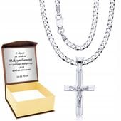 Srebrny Łańcuszek 925 Krzyżyk Męski Dzień Ojca Taty Grawer