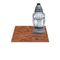 SZKLANA PODSTAWKA POD ZNICZE Z DEDYKACJĄ 30x30cm Rudy mur 193f