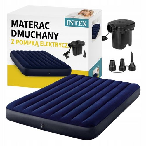 MATERAC DMUCHANY ŁÓŻKO DMUCHANE z pompką WELUROWY DWUOSOBOWY 137x191cm na Arena.pl