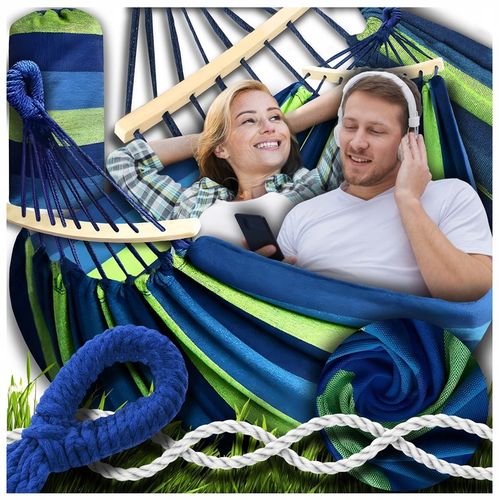 HAMAK OGRODOWY DWUOSOBOWY XXL 260x150 2 Osobowy Turystyczny Z DRĄŻKIEM DUŻY na Arena.pl