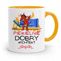 Kubek Żółty Architekta Piekielnie Dobry Architekt Z Nadrukiem Ze Zdjęciem