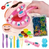 MASA PLASTYCZNA plastelina DENTYSTA stomatolog MASZYNKA AKCESORIA zestaw +