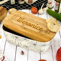 CHLEBAK Z GRAWEREM Z DESKĄ BAMBUSOWĄ PREZENT DLA MAMY NA DZIEŃ MATKI