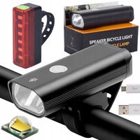 LAMPKA ROWEROWA PRZÓD I TYŁ ULTRA MOCNA AKUMULATOROWA ŁAD USB ZESTAW METAL