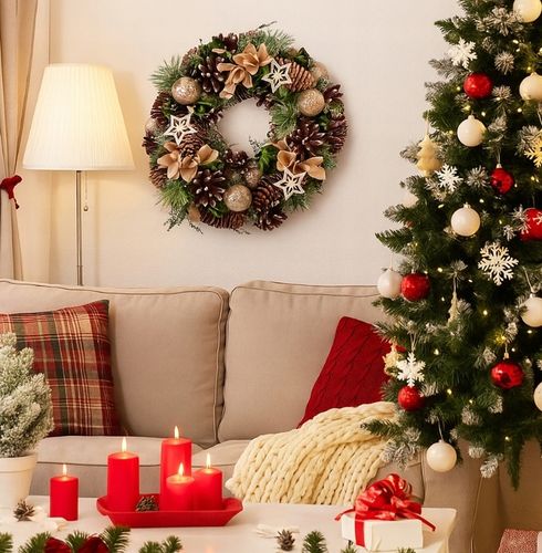 Wianek świąteczny na drzwi stroik wieniec Altom Design szyszki 30 cm na Arena.pl