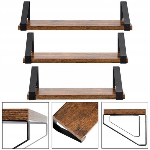 ZESTAW 3 PÓŁEK PÓŁKA WISZĄCA ŚCIENNA DO SALONU KUCHNI NA KSIĄŻKI LOFT na Arena.pl