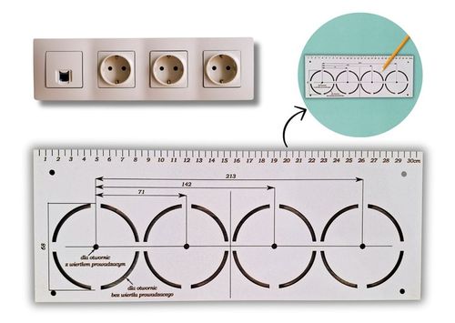 Szablon Wzornik do otworów puszek prądowych 68mm na Arena.pl