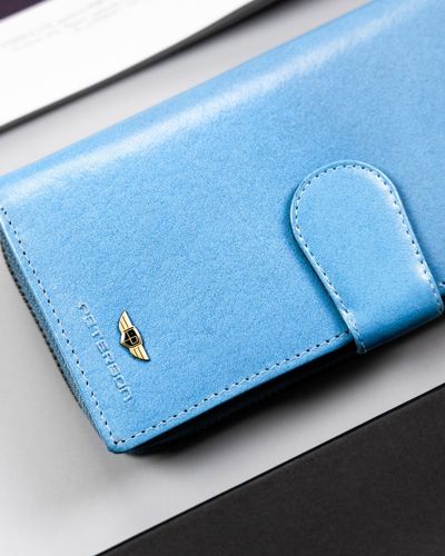 duży, skórzany portfel damski na zamek i zatrzask - peterson na Arena.pl