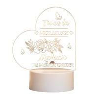 Lampka Nocna LED Kształt Serca Prezent dla Mamy Napis Francuski 14x14 cm
