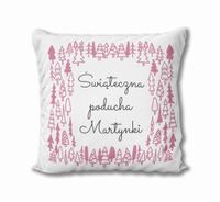 PODUSZKA Z DOWOLNYM IMIENIEM - Świąteczny las różowy