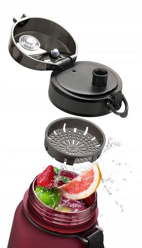 BIDON SPORTOWY 650ML TRITANOWA BUTELKA NA WODĘ Z MIARKĄ BPA FREE BORDOWA na Arena.pl