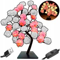 LAMPKA NOCNA DRZEWKO 48 RÓŻ do sypialni PREZENT NA WALENTYNKI Lampa LED USB