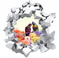 Naklejka samoprzylepna efekt 3D papugi ptak dzikie