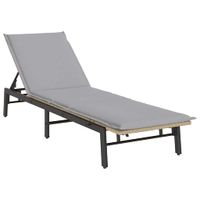 Leżak z poduszką, beżowy, polirattan