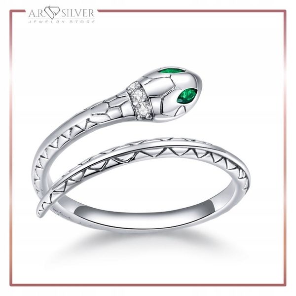 Srebrny Pierścionek Otwarty LŚNIĄCY WĄŻ S925 zdjęcie 9