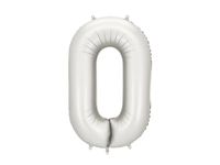 Balon foliowy cyfra 0 satynowy srebrny, 86 cm