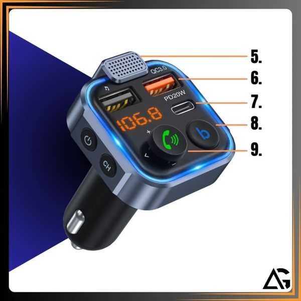 TRANSMITER BLUETOOTH SAMOCHODOWY FM 3x USB ADAPTER SZYBKA ŁADOWARKA MP3 zdjęcie 3