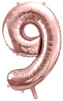 Balon foliowy Cyfra 9, 86cm, różowe złoto XL