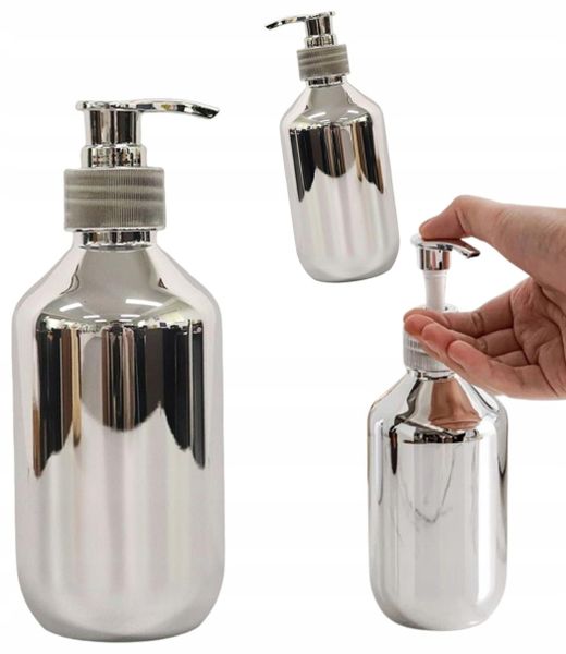 Dozownik Do Mydła Płyn Pojemnik Łazienkowy Srebrny zdjęcie 3
