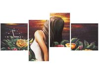 45CM 120CM ZEGAR 4 ELEM KOBIETA WŚRÓD KWIATÓW ŚCIENNY