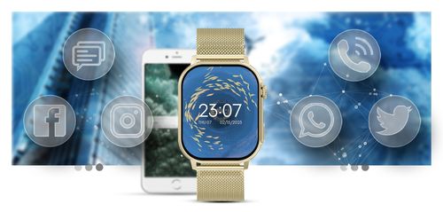 Smartwatch Gravity GT15-7 Różowy Pasek Silikonowy + Złota Bransoleta na Arena.pl