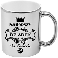 Kubek srebrny z nadrukiem grafiką prezent Dzień Dziadka różne wzory Dziadek