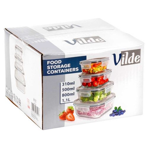 zestaw 4 szklanych pojemników na żywność z pokrywami i uszczelkami 229236 na Arena.pl