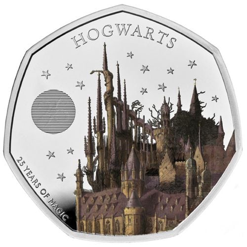 Harry Potter: Hogwarts School of Witchcraft and Wizardry kolorowany 50p Srebro 2023 Proof na Arena.pl